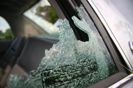 Broken car window