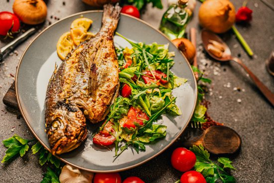 Seafood on plate