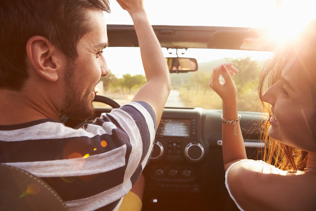 Couple in car rental