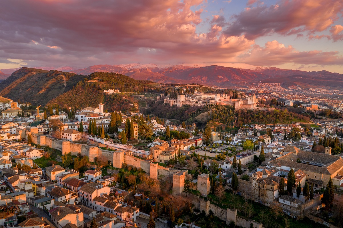 View of Granada at sunset