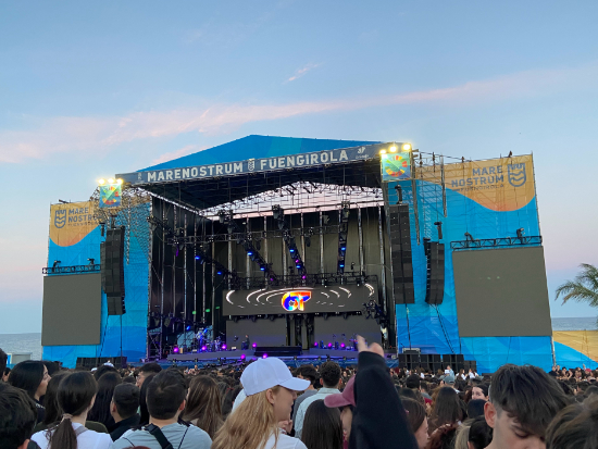 Stage of the Marenostrum Fuengirola festival during an open-air concert.